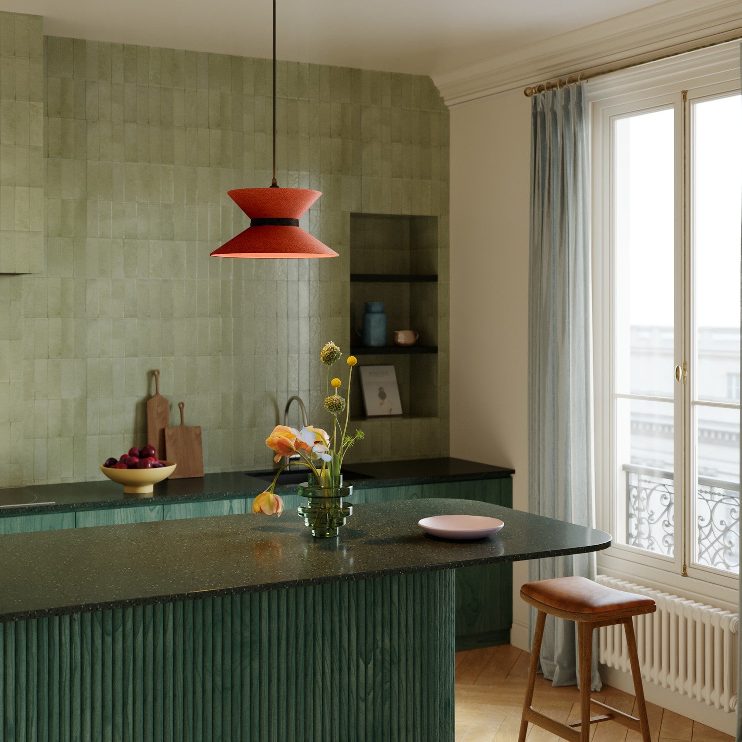 Paralume in tessuto Clessidra per lampada a sospensione - Lana Aragosta Lana grigio scuro