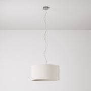 Lampada a sospensione con paralume in tessuto Cilindro Medium - Made in Italy - Lana Sabbia No