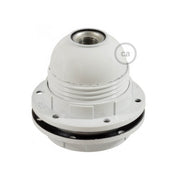 Kit portalampada E27 in bakelite con doppia ghiera per paralume - Bianco