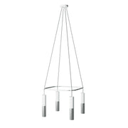 Lampadario Cage a 4 cadute Tub-E14 Doppio - Bianco opaco