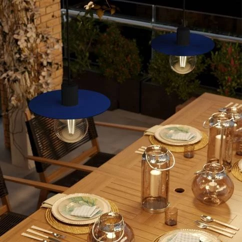Snake Eiva met mini Ellepì 'Maioliche' Flat Lampenkap, looplamp voor buiten, met IP65 waterdichte lamphouder en stekker
