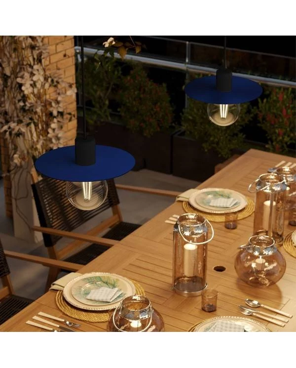 Snake Eiva met mini Ellepì 'Maioliche' Flat Lampenkap, looplamp voor buiten, met IP65 waterdichte lamphouder en stekker