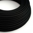 Ultra Zachte siliconen elektrische kabel met glanzende houtskoolzwarte stoffen bekleding - RM04 rond 2x0,75 mm
