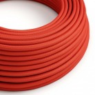 Ultra Zachte siliconen elektrische kabel met glanzende vuurrode stoffen bekleding - RM09 rond 2x0,75 mm
