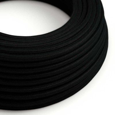 Ultra Zachte siliconen elektrische kabel met houtskoolzwarte katoenen bekleding - RC04 rond 2x0,75 mm