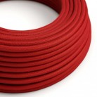 Ultra Zachte siliconen elektrische kabel met Vurig Rode katoenen bekleding - RC35 rond 2x0,75 mm