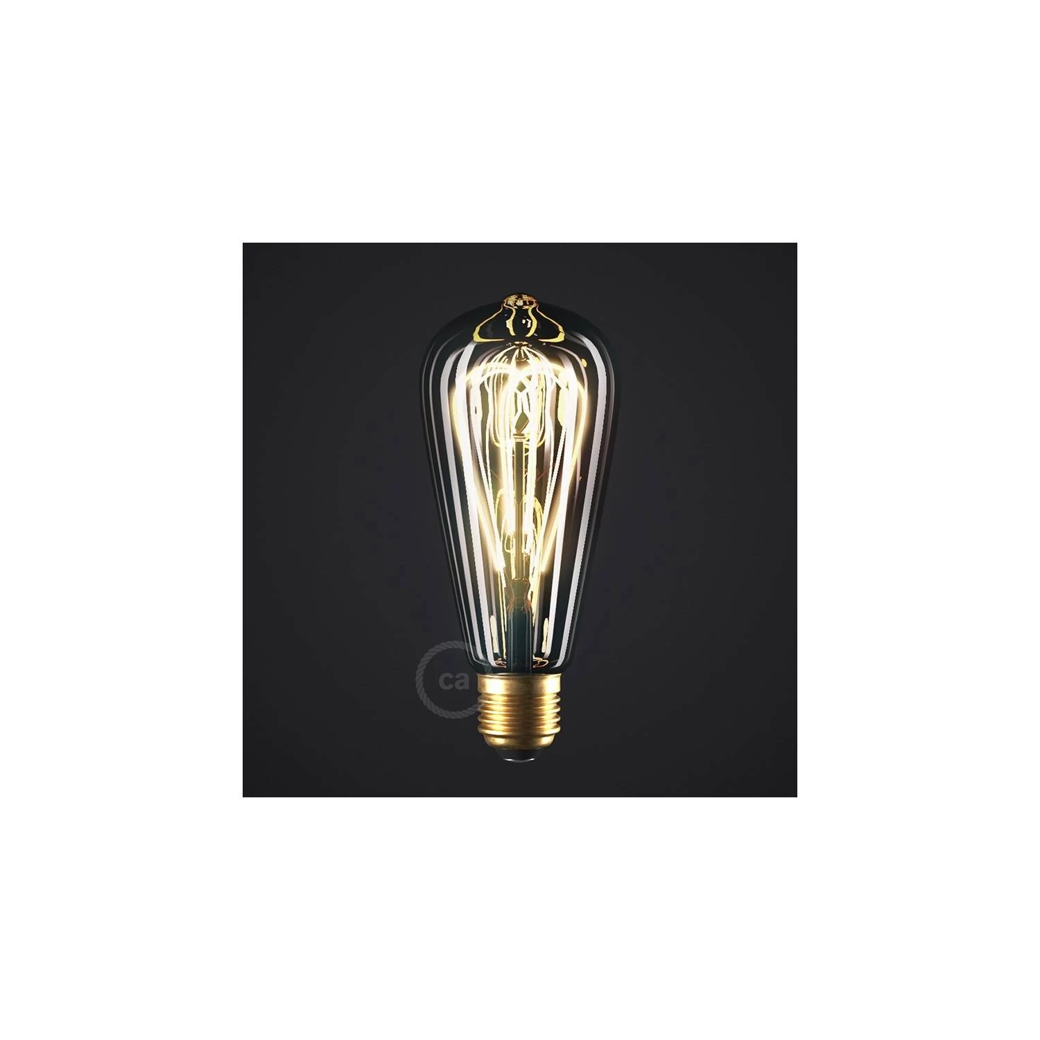 LED Smoky lichtbron - Edison ST64 dubbele lus LED spiraal - 5W E27 dimbaar 2000K