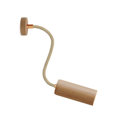 Fermaluce Flex 30 Lamp met mini houten plafondkap en spot met Tub-E14 lampenkap