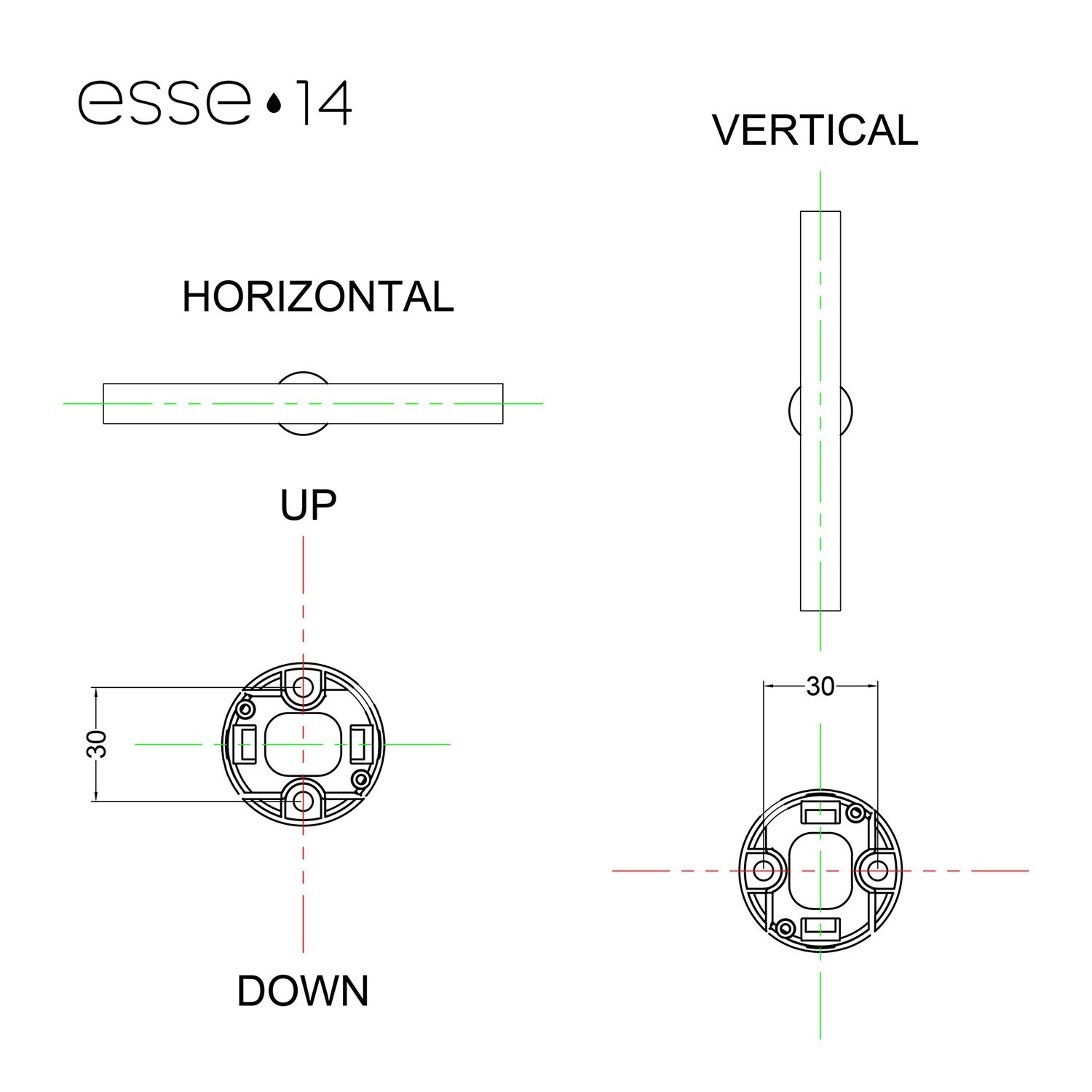 Esse14 wand- of plafondlamphouder met S14d-fitting - Waterdicht IP44