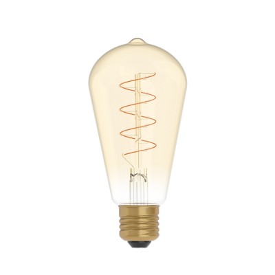 LED Gouden LED Carbon Filament lamp C04 Gebogen Spiraal Filament Edison ST64 4W E27 Dimbaar 1800K