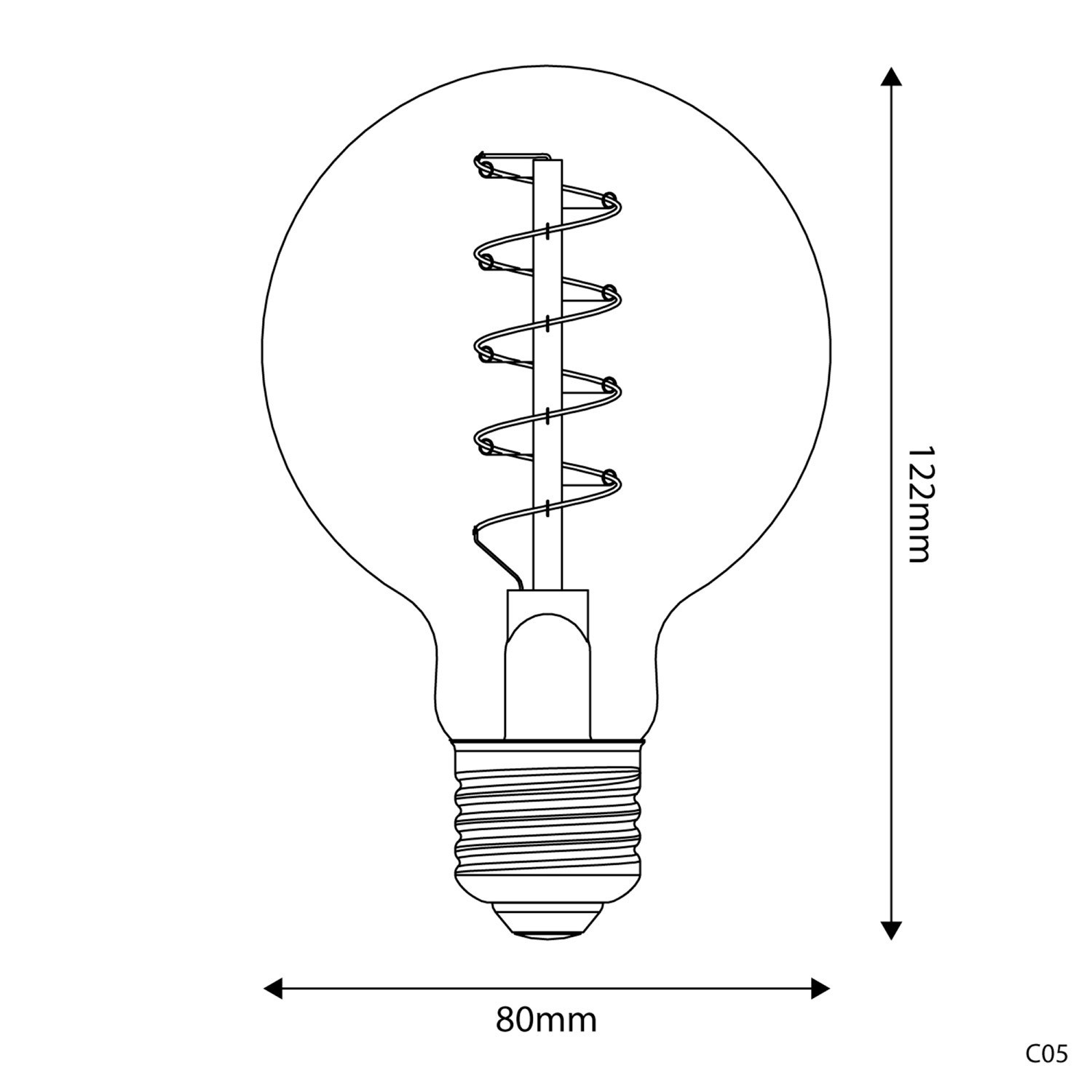 LED Gouden LED Carbon Filament lamp C05 Gebogen Spiraal Globe G80 4W E27 Dimbaar 1800K