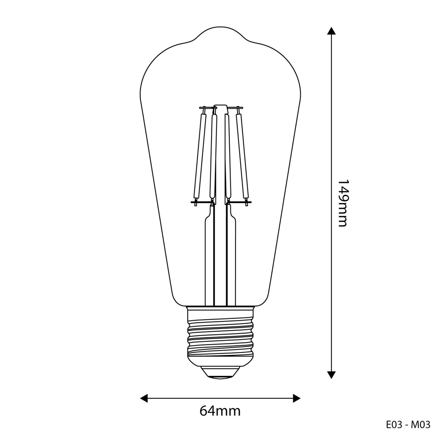 LED duidelijk Edison gloeilamp ST64 4W 470Lm E27 2700K - E03