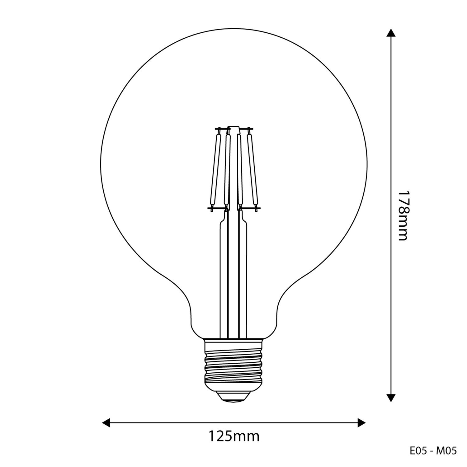 LED heldere gloeilamp G125 4W 470Lm E27 2700K - E05