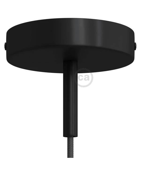 Strak design 1-gaats 120 mm. cilindrische metalen plafondkap met 7 cm. trekontlaster