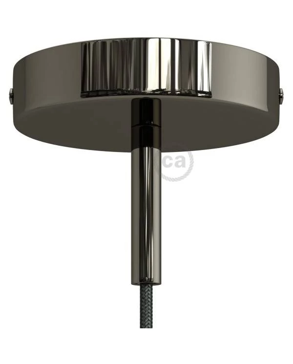 Strak design 1-gaats 120 mm. cilindrische metalen plafondkap met 7 cm. trekontlaster