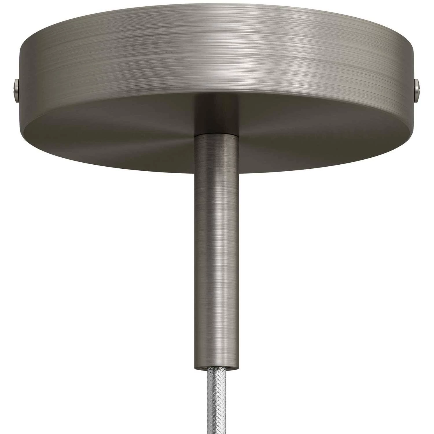 Strak design 1-gaats 120 mm. cilindrische metalen plafondkap met 7 cm. trekontlaster