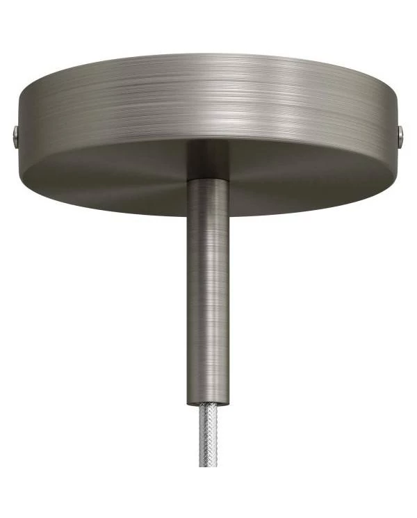 Strak design 1-gaats 120 mm. cilindrische metalen plafondkap met 7 cm. trekontlaster