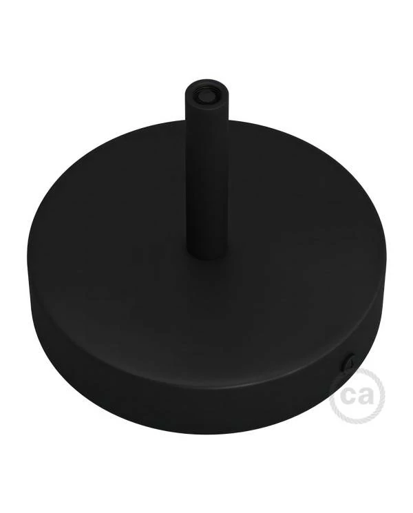 Strak design 1-gaats 120 mm. cilindrische metalen plafondkap met 7 cm. trekontlaster