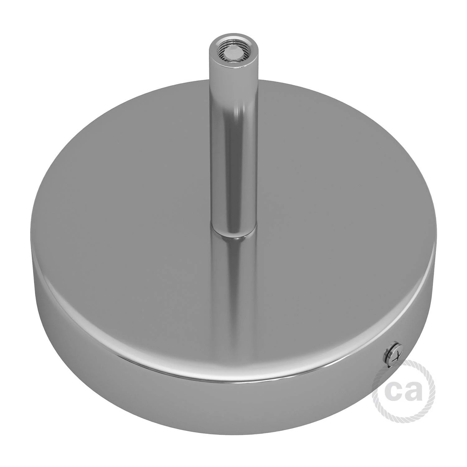 Strak design 1-gaats 120 mm. cilindrische metalen plafondkap met 7 cm. trekontlaster