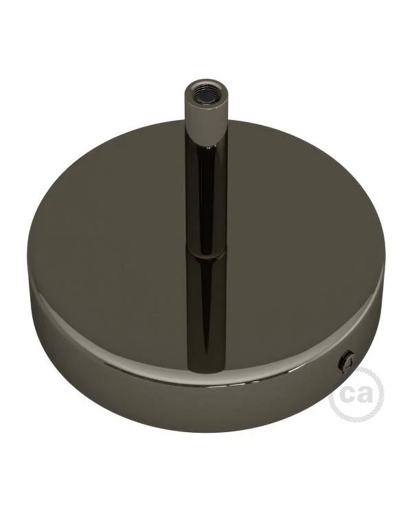 Strak design 1-gaats 120 mm. cilindrische metalen plafondkap met 7 cm. trekontlaster