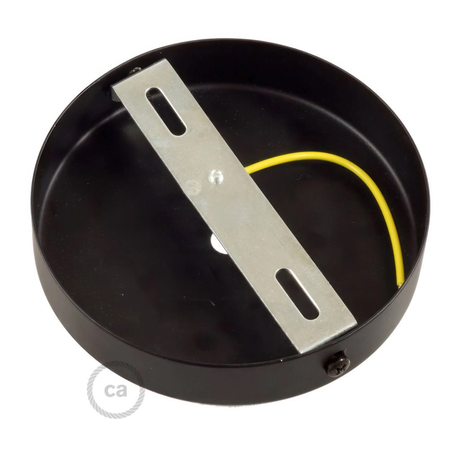 Strak design 1-gaats 120 mm. cilindrische metalen plafondkap met 7 cm. trekontlaster
