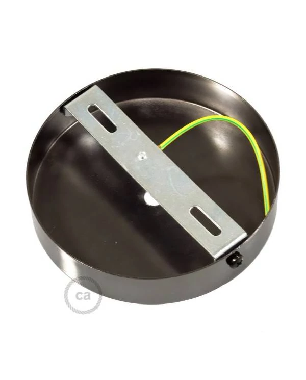 Strak design 1-gaats 120 mm. cilindrische metalen plafondkap met 7 cm. trekontlaster