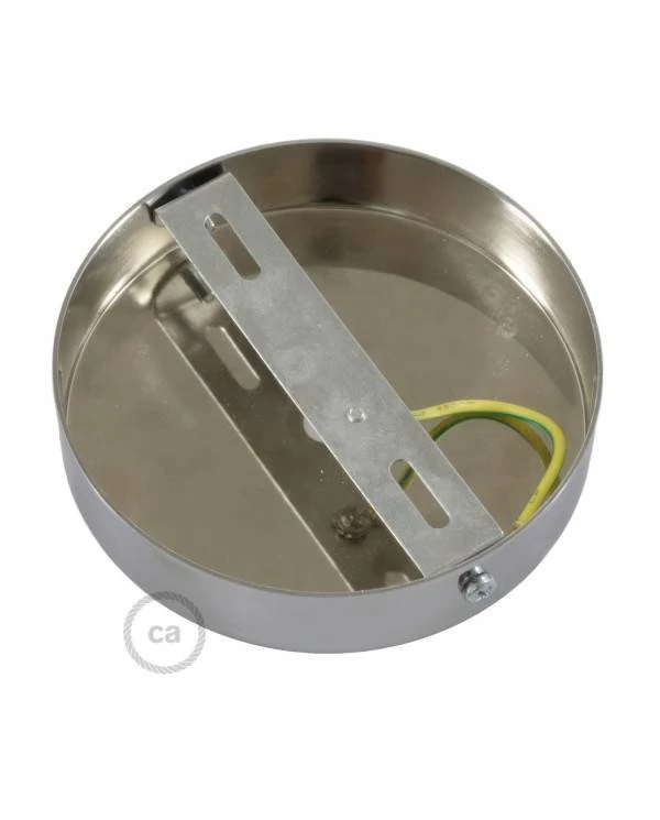 Strak design 1-gaats 120 mm. cilindrische metalen plafondkap met 7 cm. trekontlaster