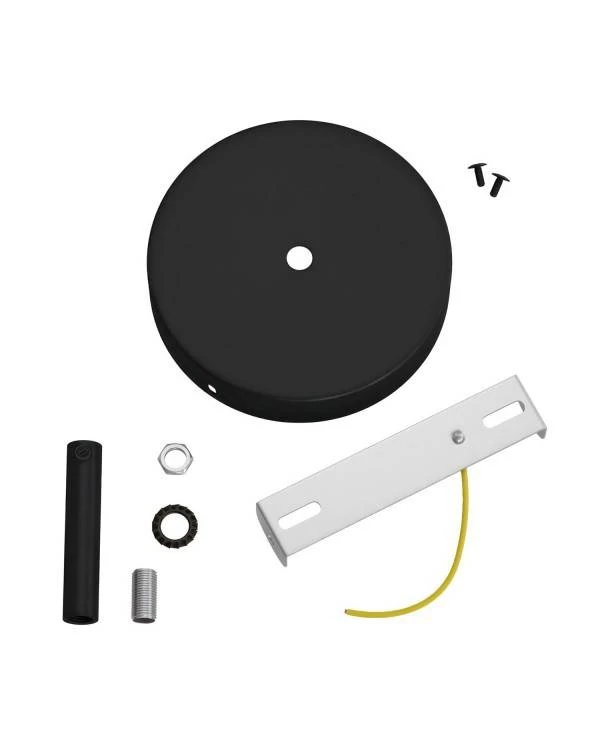 Strak design 1-gaats 120 mm. cilindrische metalen plafondkap met 7 cm. trekontlaster
