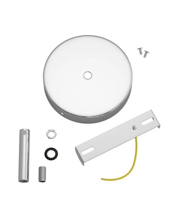 Strak design 1-gaats 120 mm. cilindrische metalen plafondkap met 7 cm. trekontlaster