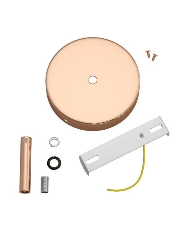 Strak design 1-gaats 120 mm. cilindrische metalen plafondkap met 7 cm. trekontlaster