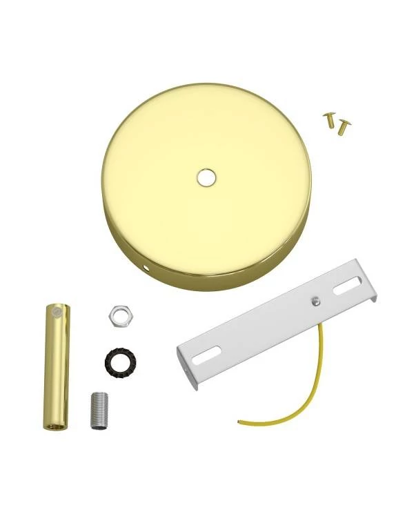 Strak design 1-gaats 120 mm. cilindrische metalen plafondkap met 7 cm. trekontlaster