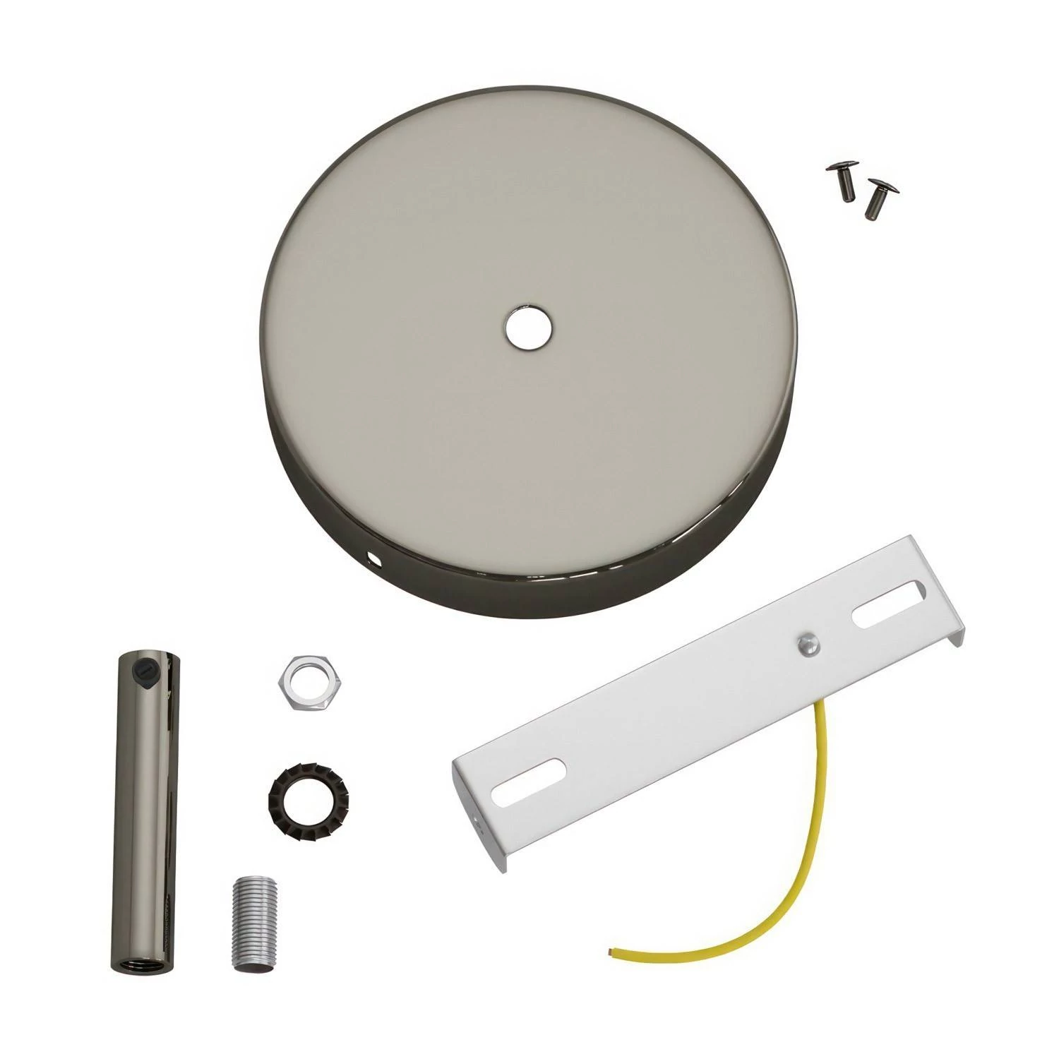 Strak design 1-gaats 120 mm. cilindrische metalen plafondkap met 7 cm. trekontlaster