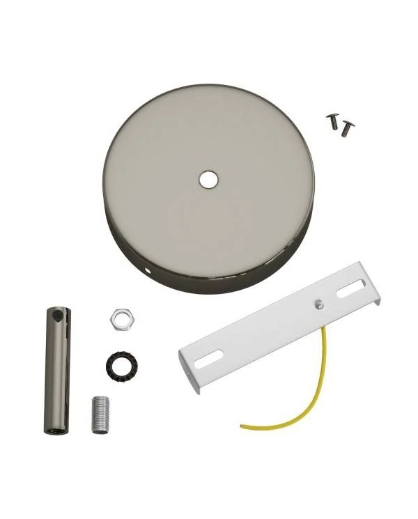 Strak design 1-gaats 120 mm. cilindrische metalen plafondkap met 7 cm. trekontlaster