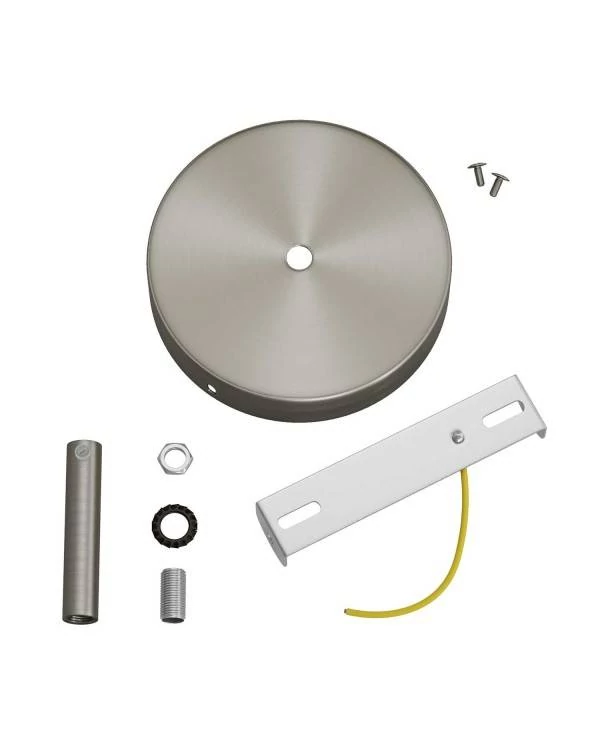 Strak design 1-gaats 120 mm. cilindrische metalen plafondkap met 7 cm. trekontlaster
