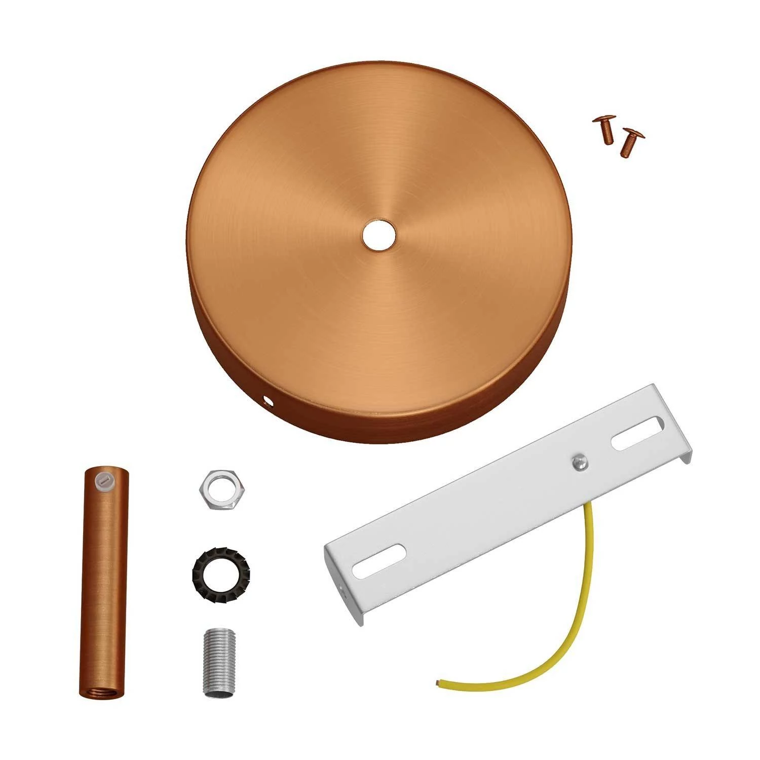 Strak design 1-gaats 120 mm. cilindrische metalen plafondkap met 7 cm. trekontlaster