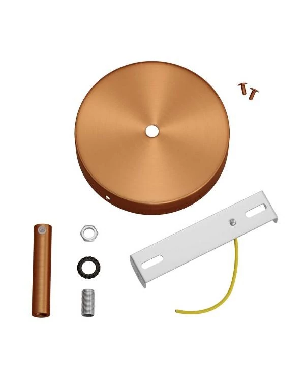 Strak design 1-gaats 120 mm. cilindrische metalen plafondkap met 7 cm. trekontlaster