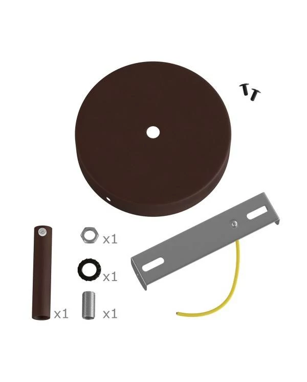 Strak design 1-gaats 120 mm. cilindrische metalen plafondkap met 7 cm. trekontlaster