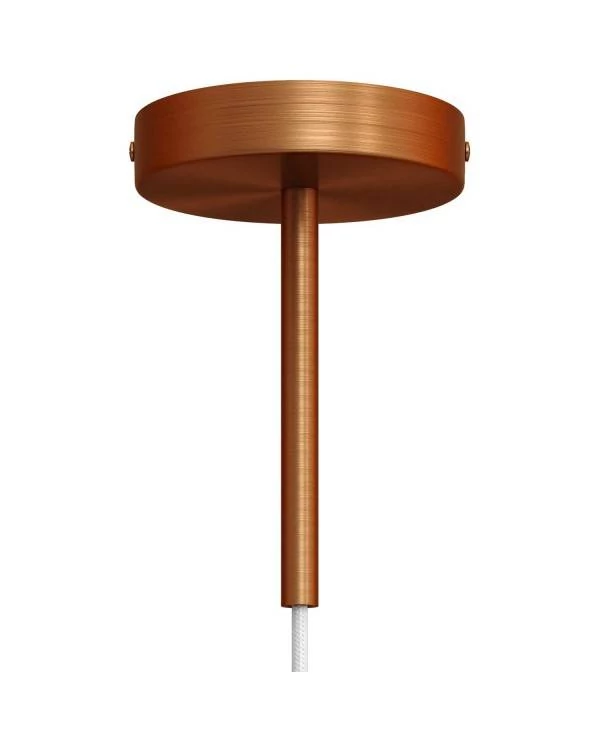 Strak design 1-gaats 120 mm. cilindrische metalen plafondkap met 15 cm. trekontlaster