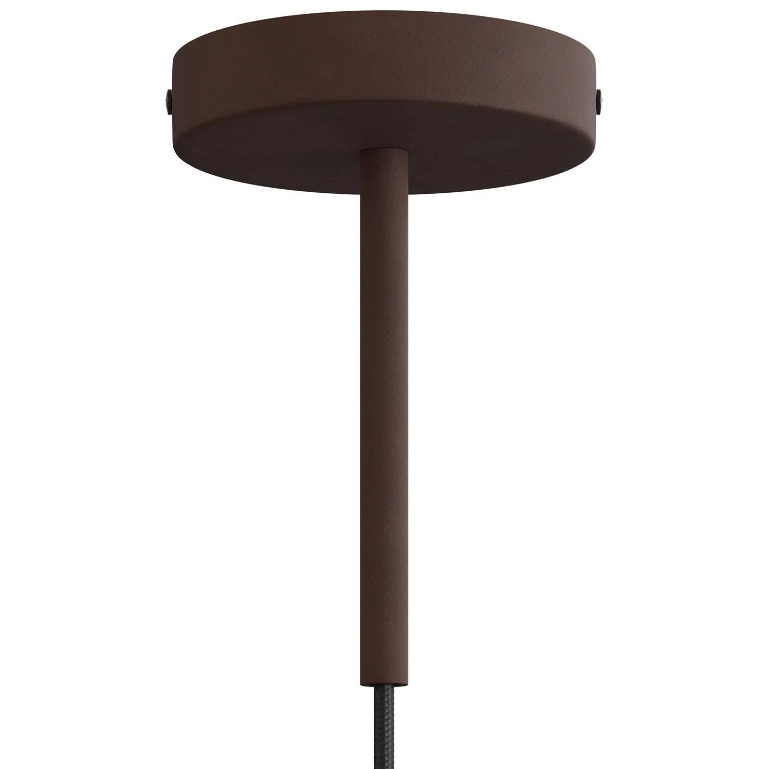 Strak design 1-gaats 120 mm. cilindrische metalen plafondkap met 15 cm. trekontlaster