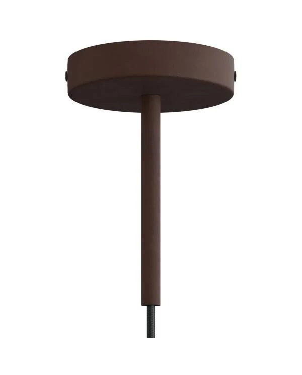 Strak design 1-gaats 120 mm. cilindrische metalen plafondkap met 15 cm. trekontlaster