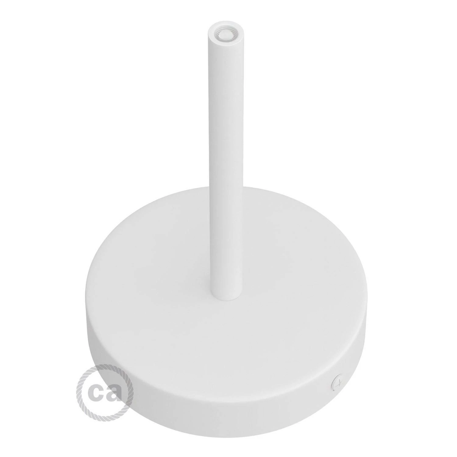 Strak design 1-gaats 120 mm. cilindrische metalen plafondkap met 15 cm. trekontlaster