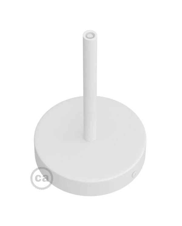 Strak design 1-gaats 120 mm. cilindrische metalen plafondkap met 15 cm. trekontlaster
