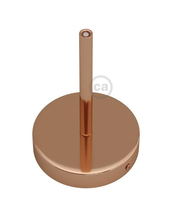 Strak design 1-gaats 120 mm. cilindrische metalen plafondkap met 15 cm. trekontlaster