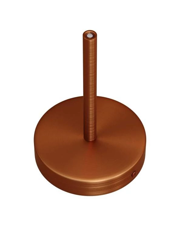 Strak design 1-gaats 120 mm. cilindrische metalen plafondkap met 15 cm. trekontlaster