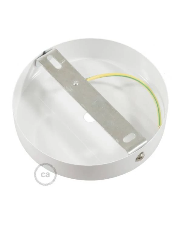 Strak design 1-gaats 120 mm. cilindrische metalen plafondkap met 15 cm. trekontlaster