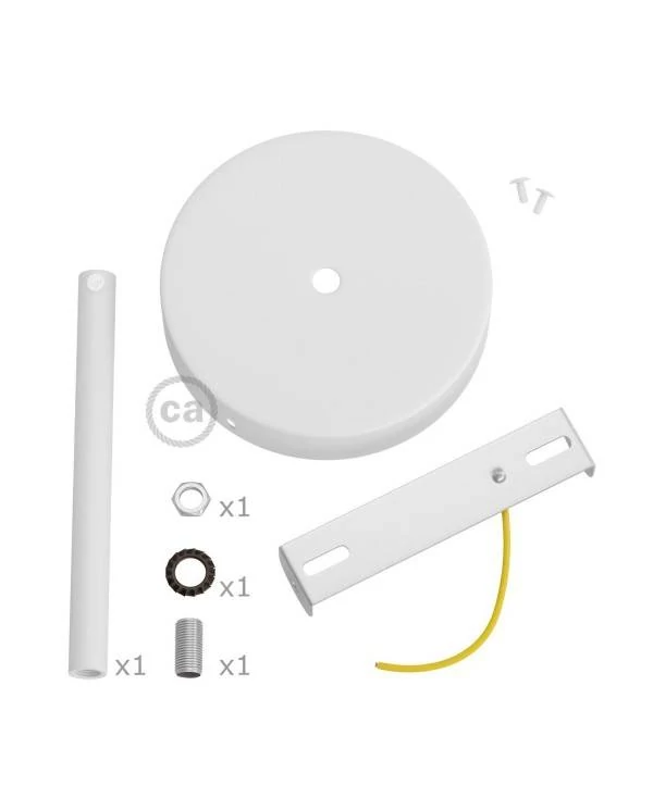 Strak design 1-gaats 120 mm. cilindrische metalen plafondkap met 15 cm. trekontlaster