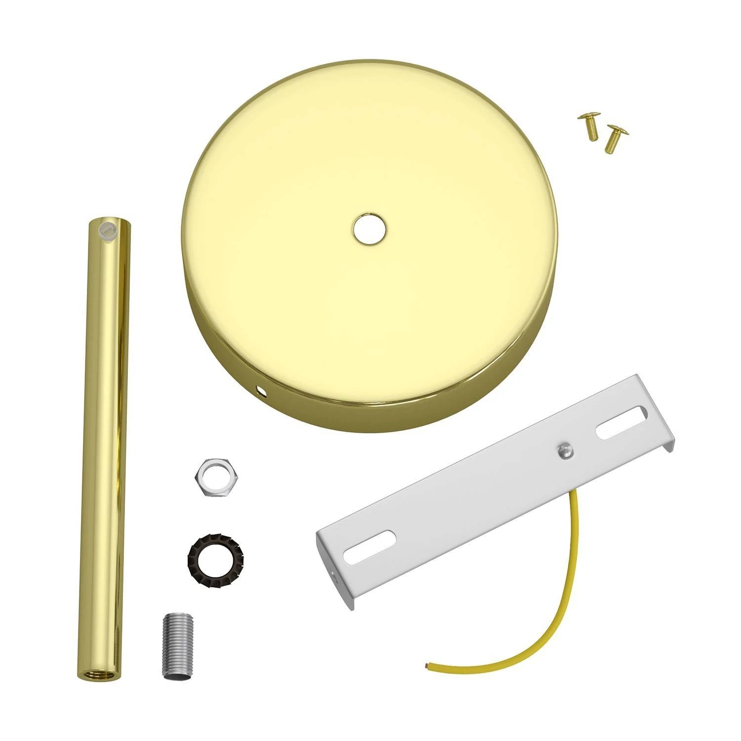 Strak design 1-gaats 120 mm. cilindrische metalen plafondkap met 15 cm. trekontlaster