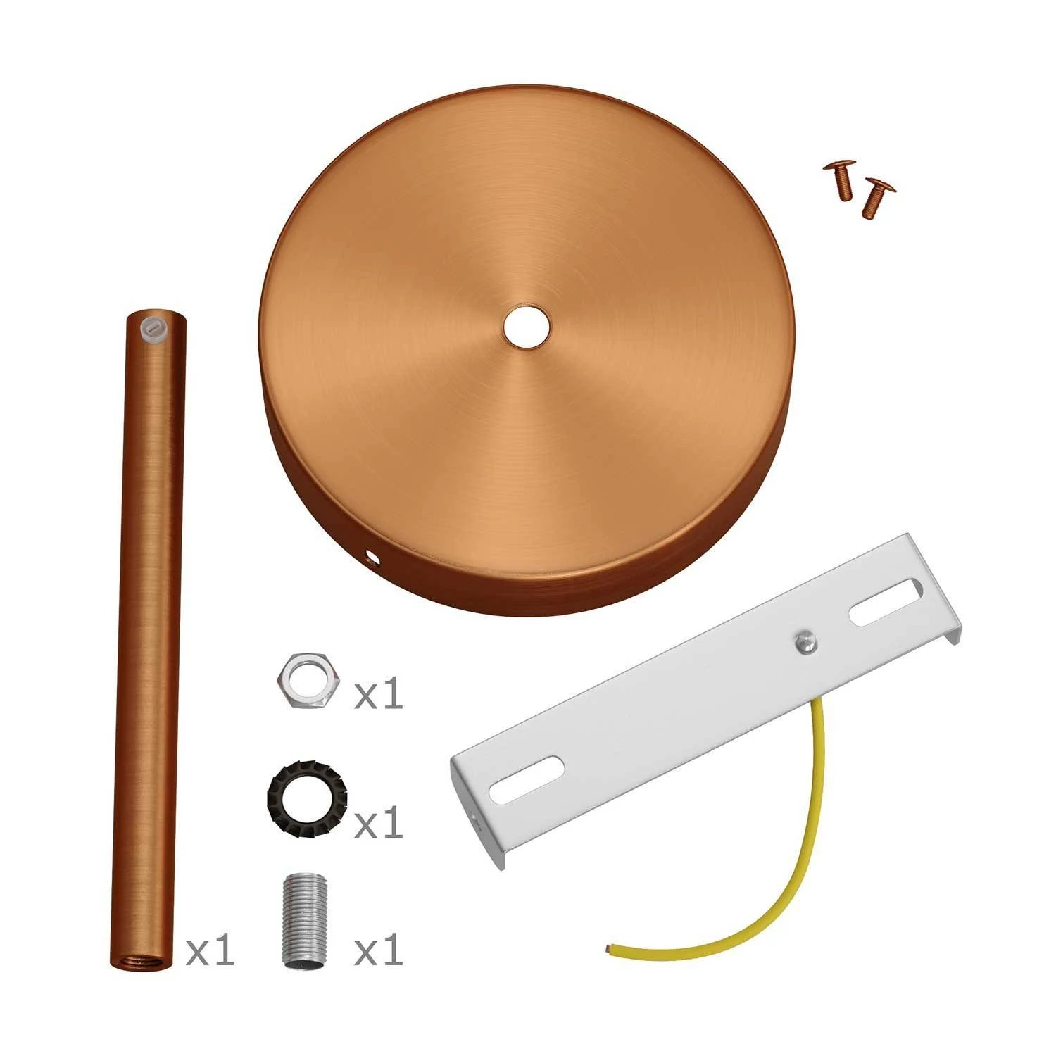 Strak design 1-gaats 120 mm. cilindrische metalen plafondkap met 15 cm. trekontlaster