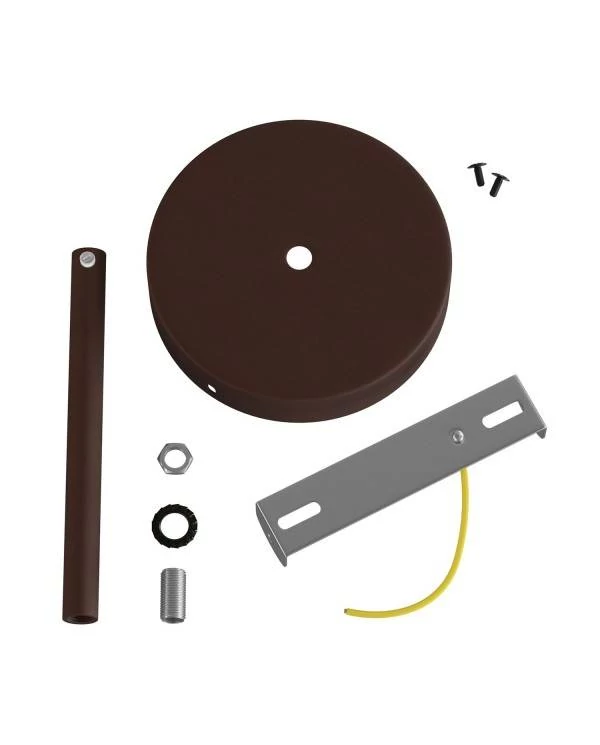 Strak design 1-gaats 120 mm. cilindrische metalen plafondkap met 15 cm. trekontlaster