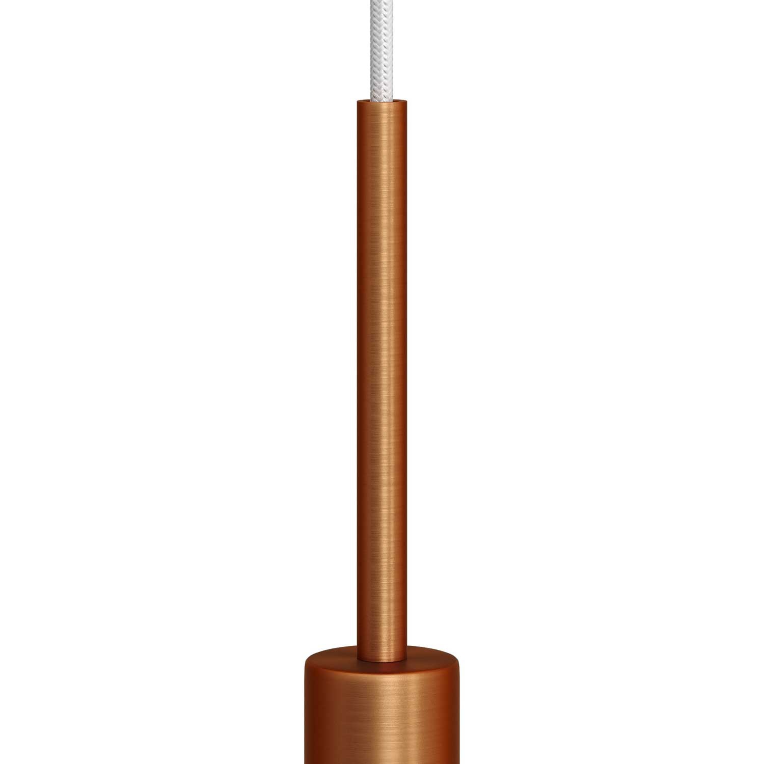 Cilindrische metalen kabelklem van 15 cm, compleet met pendelbuis, moer en ring